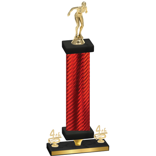 Premium Single Red Carbon Fiber Fourth Place Tennis Trophy