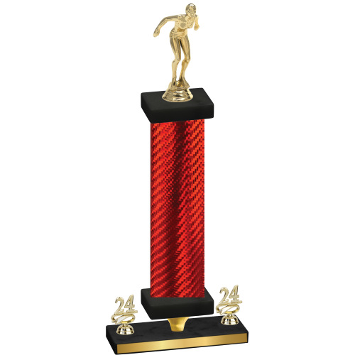 Premium Single Red Carbon Fiber Year Tennis Trophy