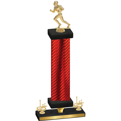 Premium Single Red Carbon Fiber First Place Football Trophy