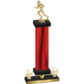 Premium Single Red Carbon Fiber Second Place Football Trophy