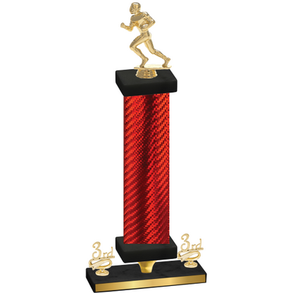 Premium Single Red Carbon Fiber Third Place Football Trophy