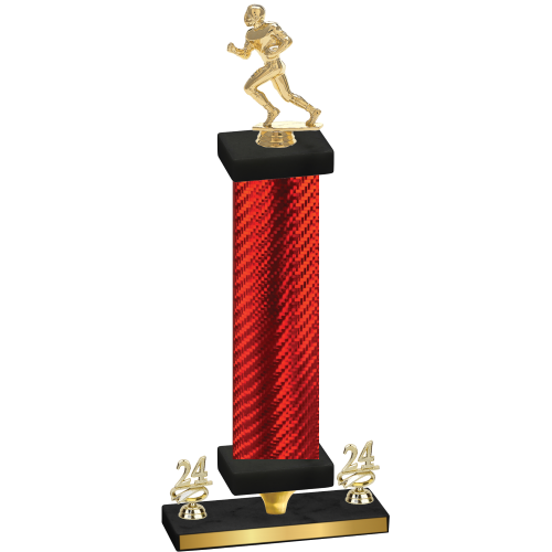 Premium Single Red Carbon Fiber Year Football Trophy