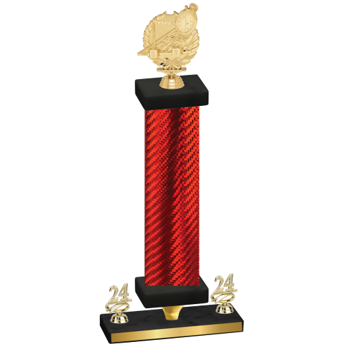 Premium Single Red Carbon Fiber Year Swimming Trophy