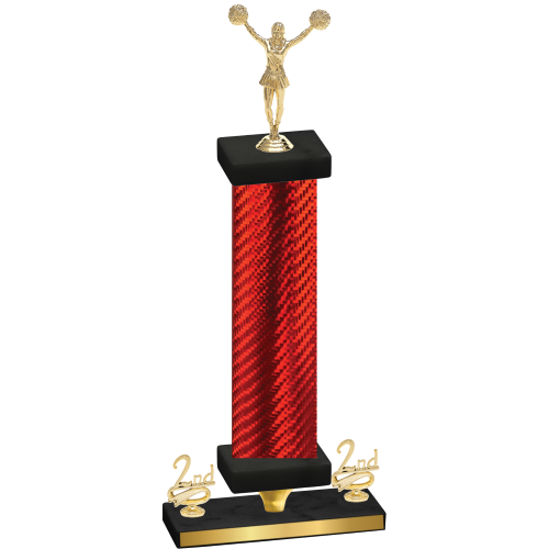 Premium Single Red Carbon Fiber Second Place Cheerleading Trophy