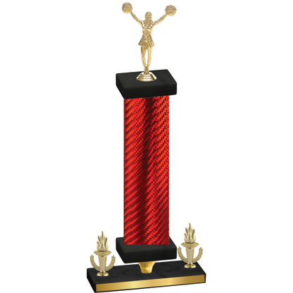 Premium Single Red Carbon Fiber Victory Cheerleading Trophy