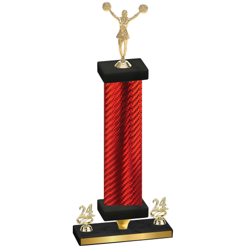 Premium Single Red Carbon Fiber Year Cheerleading Trophy