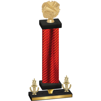 Premium Single Red Carbon Fiber Victory Cheerleading Trophy