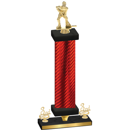 Premium Single Red Carbon Fiber Third Place Hockey Trophy