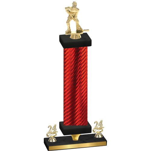 Premium Single Red Carbon Fiber Year Hockey Trophy