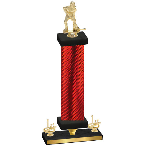 Premium Single Red Carbon Fiber First Place Hockey Trophy