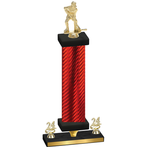 Premium Single Red Carbon Fiber Year Hockey Trophy