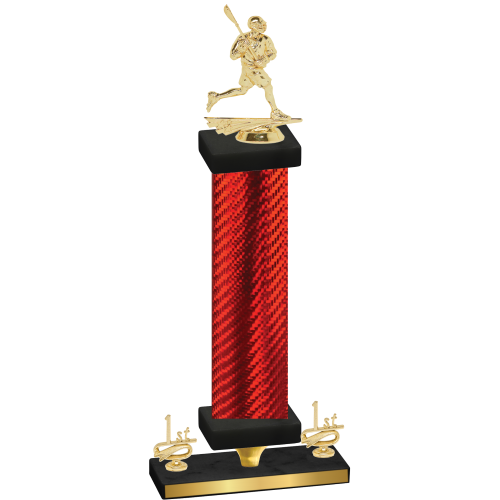 Premium Single Red Carbon Fiber First Place Lacrosse Trophy