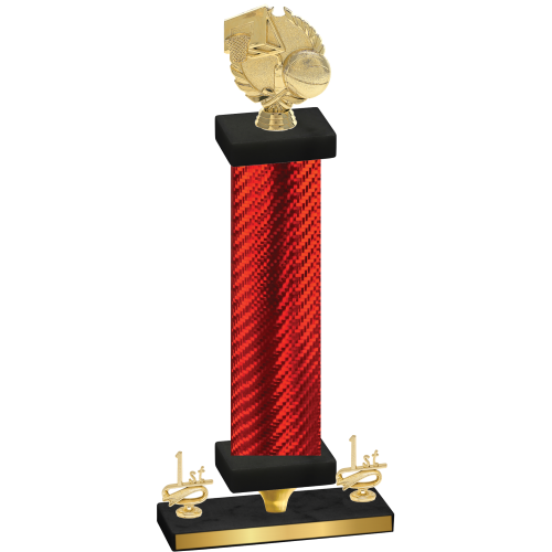 Premium Single Red Carbon Fiber First Place Basketball Trophy