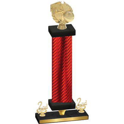 Premium Single Red Carbon Fiber Second Place Basketball Trophy