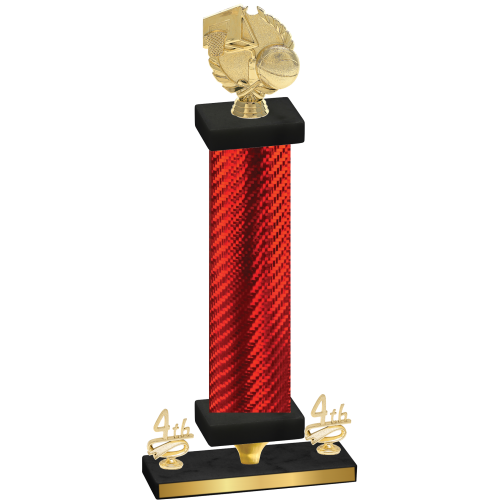 Premium Single Red Carbon Fiber Fourth Place Basketball Trophy