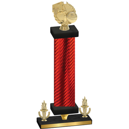 Premium Single Red Carbon Fiber Victory Basketball Trophy