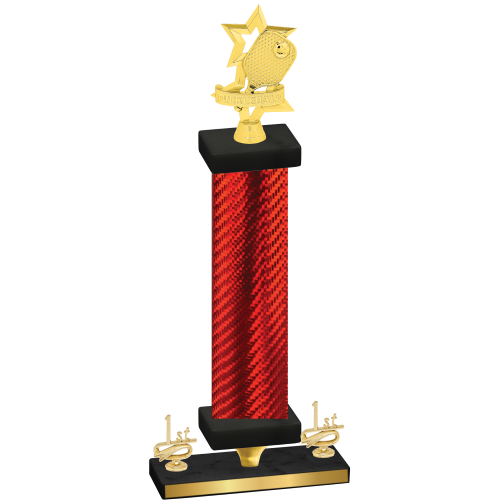 Premium Single Red Carbon Fiber First Place Pickleball Trophy