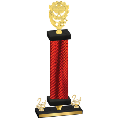 Premium Single Red Carbon Fiber Second Place Pickleball Trophy