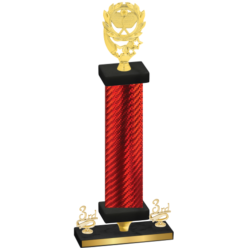 Premium Single Red Carbon Fiber Third Place Pickleball Trophy