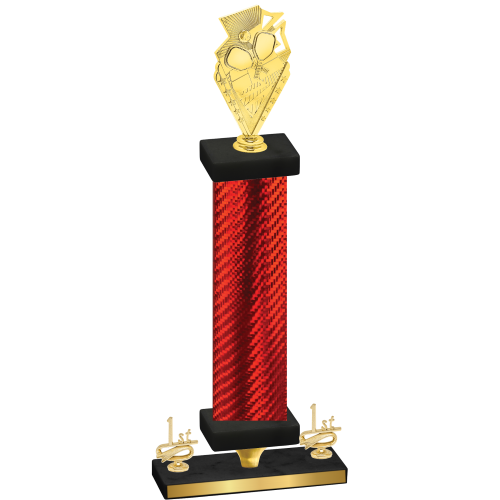 Premium Single Red Carbon Fiber First Place Pickleball Trophy