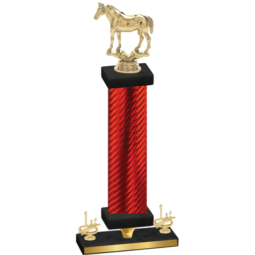 Premium Single Red Carbon Fiber First Place Horses Trophy