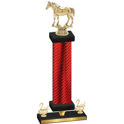 Premium Single Red Carbon Fiber Second Place Horses Trophy