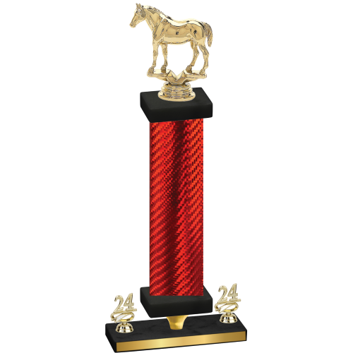 Premium Single Red Carbon Fiber Year Horses Trophy