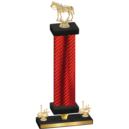 Premium Single Red Carbon Fiber First Place Horses Trophy