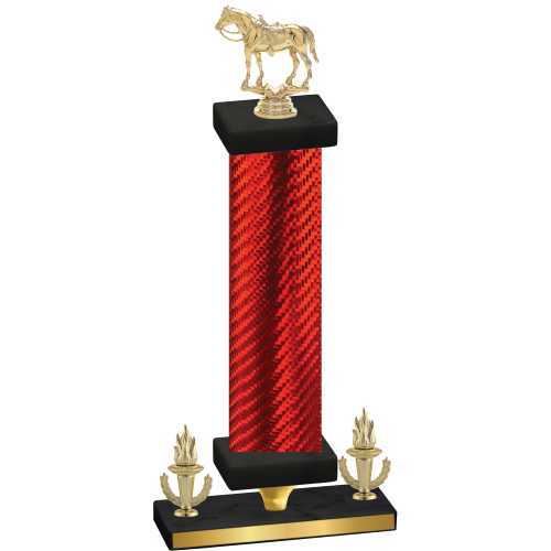 Premium Single Red Carbon Fiber Victory Horses Trophy