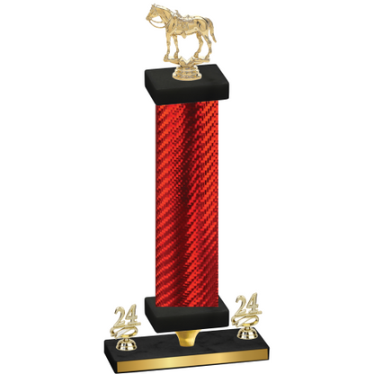 Premium Single Red Carbon Fiber Year Horses Trophy