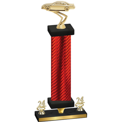 Premium Single Red Carbon Fiber Year Cars Trophy