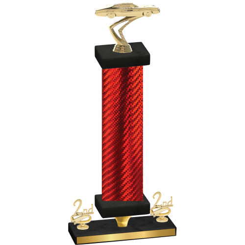 Premium Single Red Carbon Fiber Second Place Cars Trophy