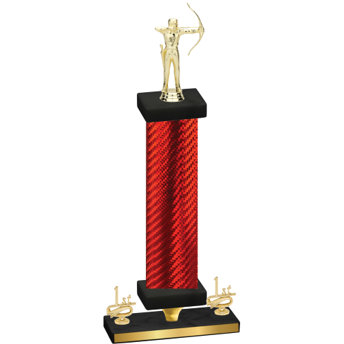 Premium Single Red Carbon Fiber First Place Archery Trophy