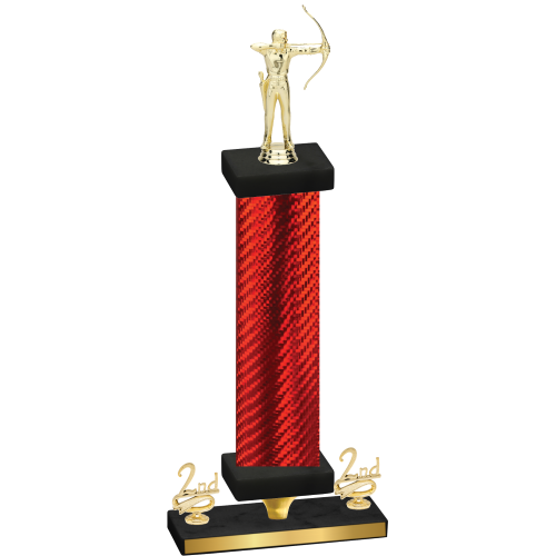 Premium Single Red Carbon Fiber Second Place Archery Trophy