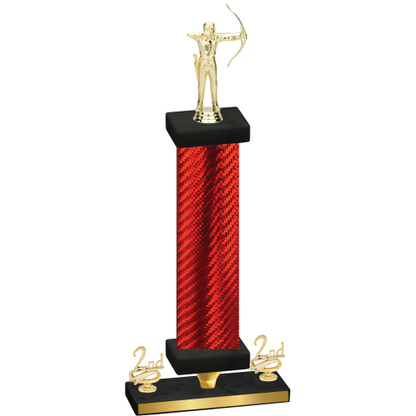 Premium Single Red Carbon Fiber Second Place Archery Trophy