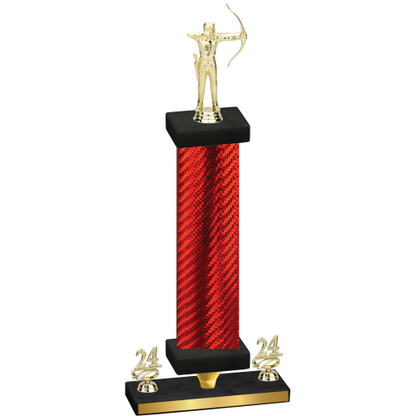 Premium Single Red Carbon Fiber Year Archery Trophy