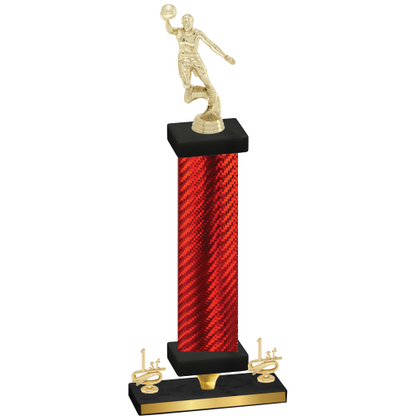 Premium Single Red Carbon Fiber First Place Basketball Trophy