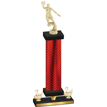 Premium Single Red Carbon Fiber Second Place Basketball Trophy