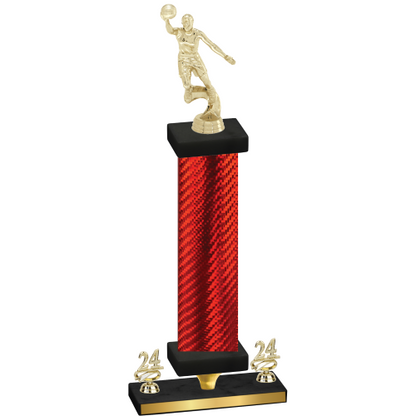 Premium Single Red Carbon Fiber Year Basketball Trophy