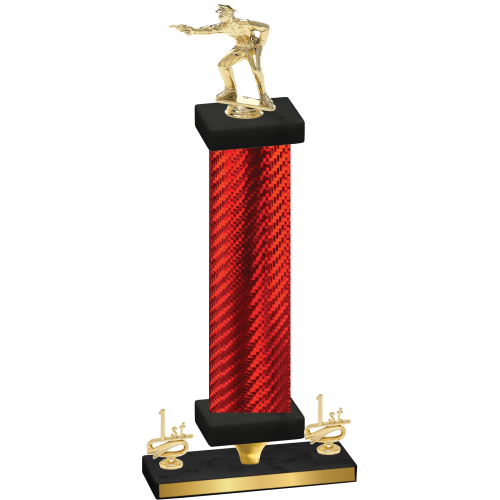 Premium Single Red Carbon Fiber First Place Shooter Trophy