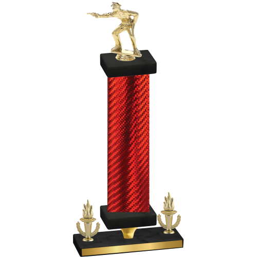 Premium Single Red Carbon Fiber Victory Shooter Trophy