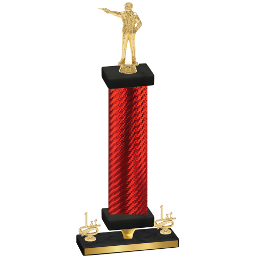 Premium Single Red Carbon Fiber First Place Shooter Trophy