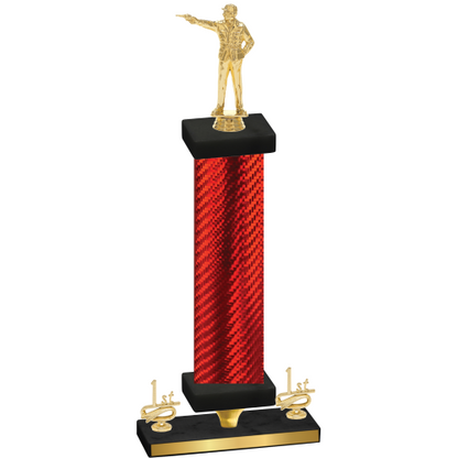 Premium Single Red Carbon Fiber First Place Shooter Trophy