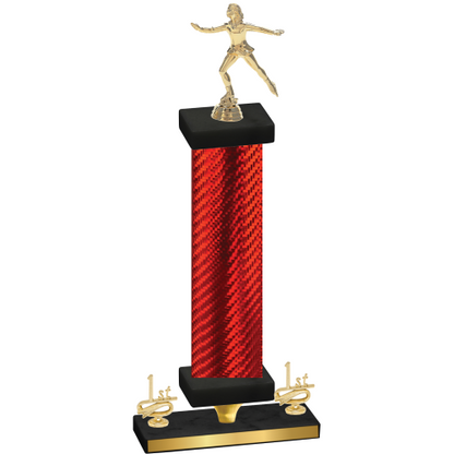 Premium Single Red Carbon Fiber First Place Skater Trophy