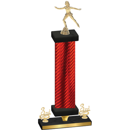 Premium Single Red Carbon Fiber Third Place Skater Trophy