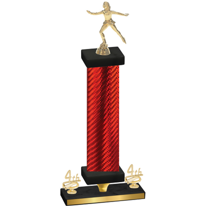 Premium Single Red Carbon Fiber Fourth Place Skater Trophy