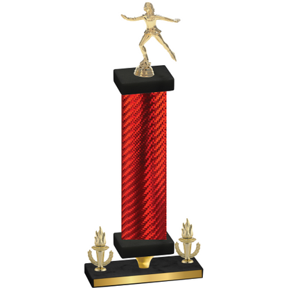 Premium Single Red Carbon Fiber Victory Skater Trophy