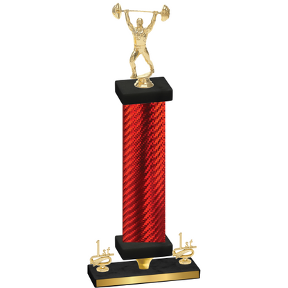 Premium Single Red Carbon Fiber First Place Weights Trophy