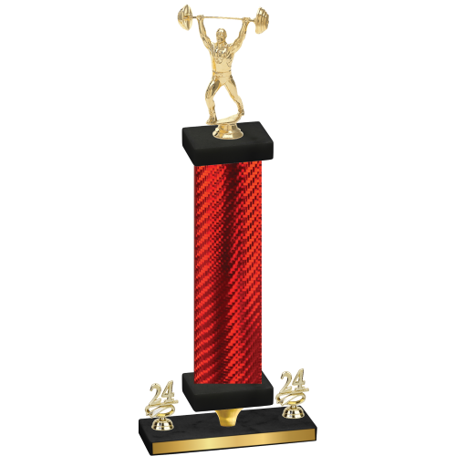 Premium Single Red Carbon Fiber Year Weights Trophy