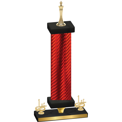 Premium Single Red Carbon Fiber First Place Chess Trophy